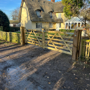 Wooden home entrance fencing
