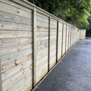 Wood panel fencing