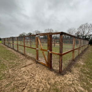 Wood and mesh fencing