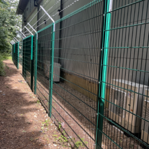 Green wire security fencing for commercial premises